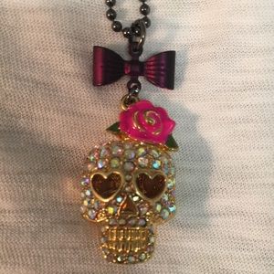 Betsey Johnson Crystal Skull Pendant
